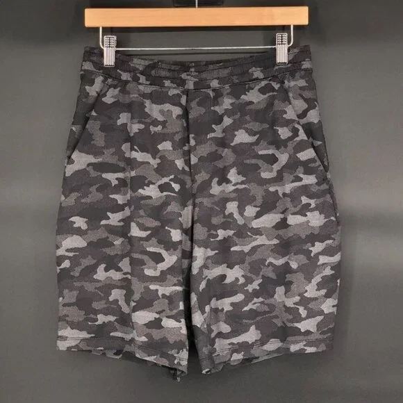 Lululemon Men's Pace Breaker Lined 9" Short M Black Camo Running Athleisure Gym - Picture 1 of 10